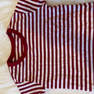 Striped Red and White Daily Drills Baby Tee.